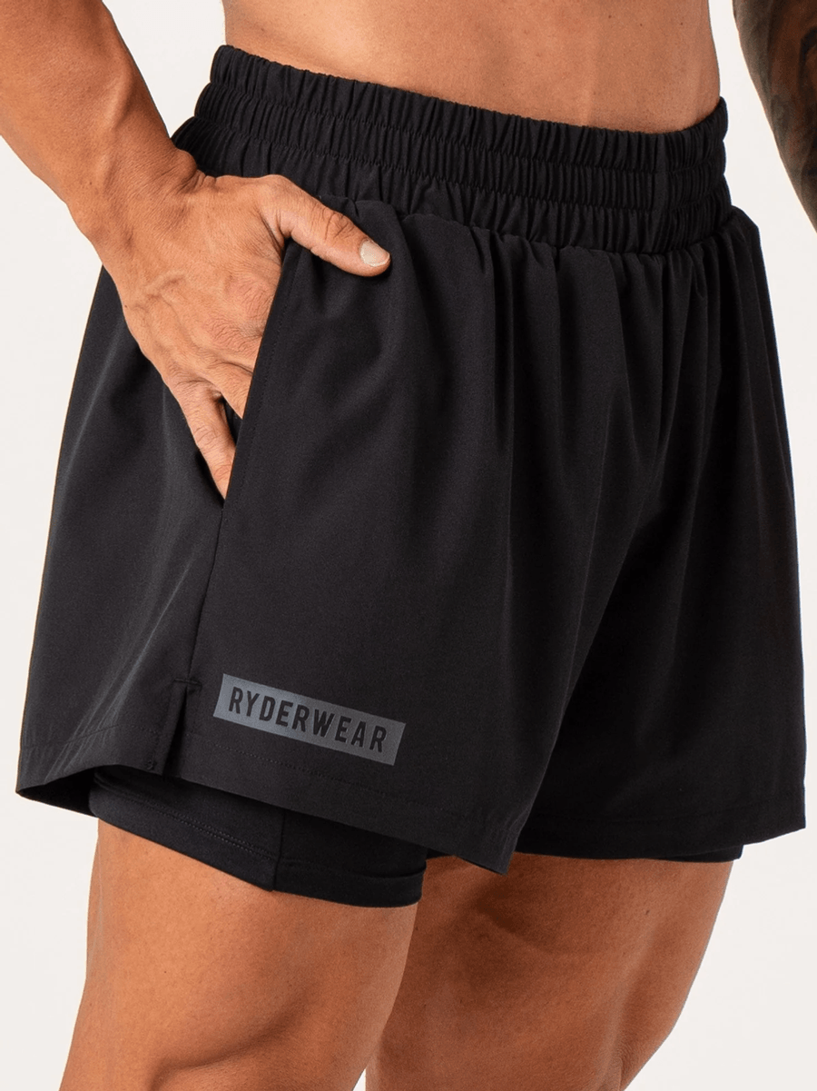 Ryderwear Pursuit 2 In 1 Training Shorts - Black