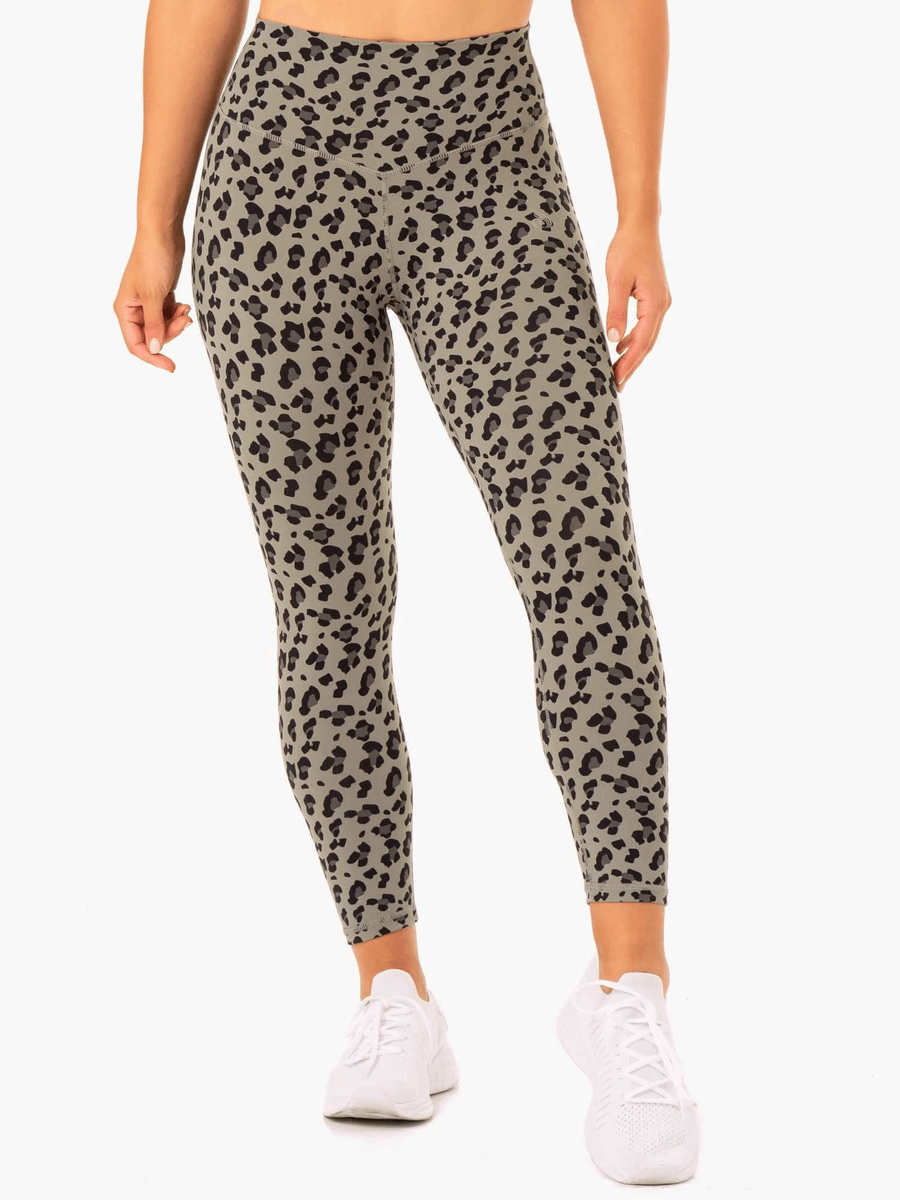 Ryderwear Hybrid Hel Längd Leggings - Khaki Leopard