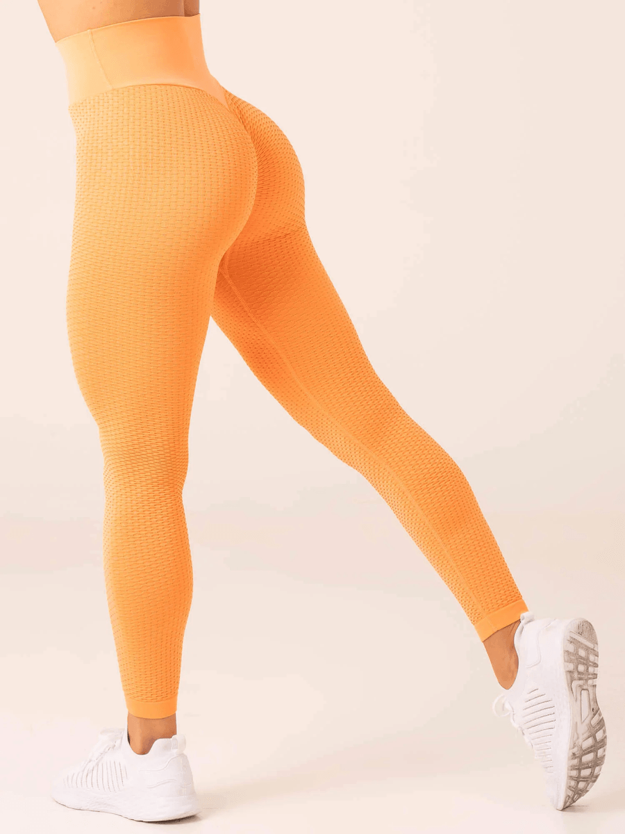 Ryderwear Wabenstruktur Scrunch Nahtlose Leggings - Mango