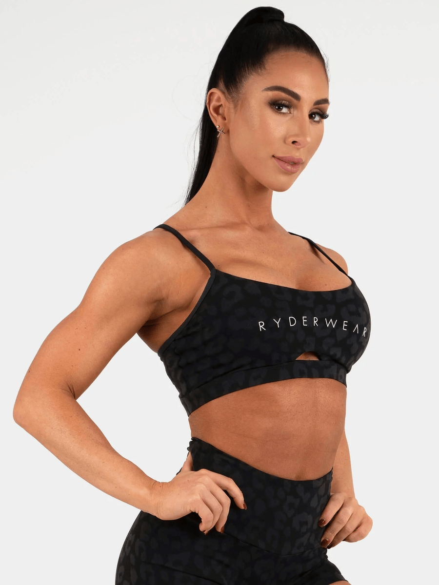 Ryderwear Animal Sports Bra - Leopard Black