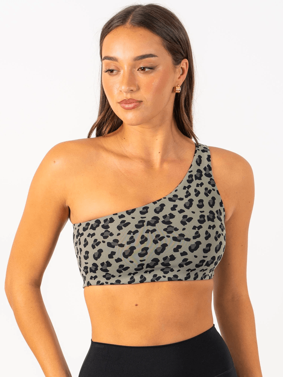 Ryderwear Adapt One Shoulder Sports Bra - Khaki Leopard