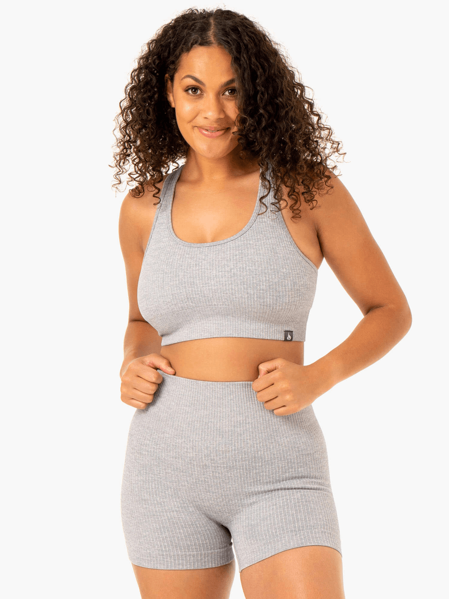 Ryderwear Rib Seamless Sports Bra - Light Grey Marl