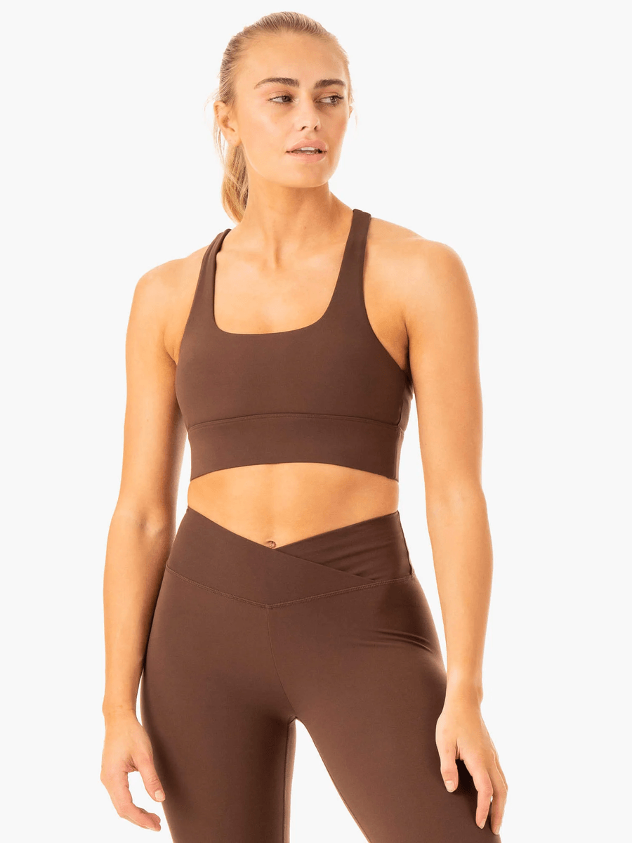 Ryderwear Flow Square Neck Sports Bra - Chocolate