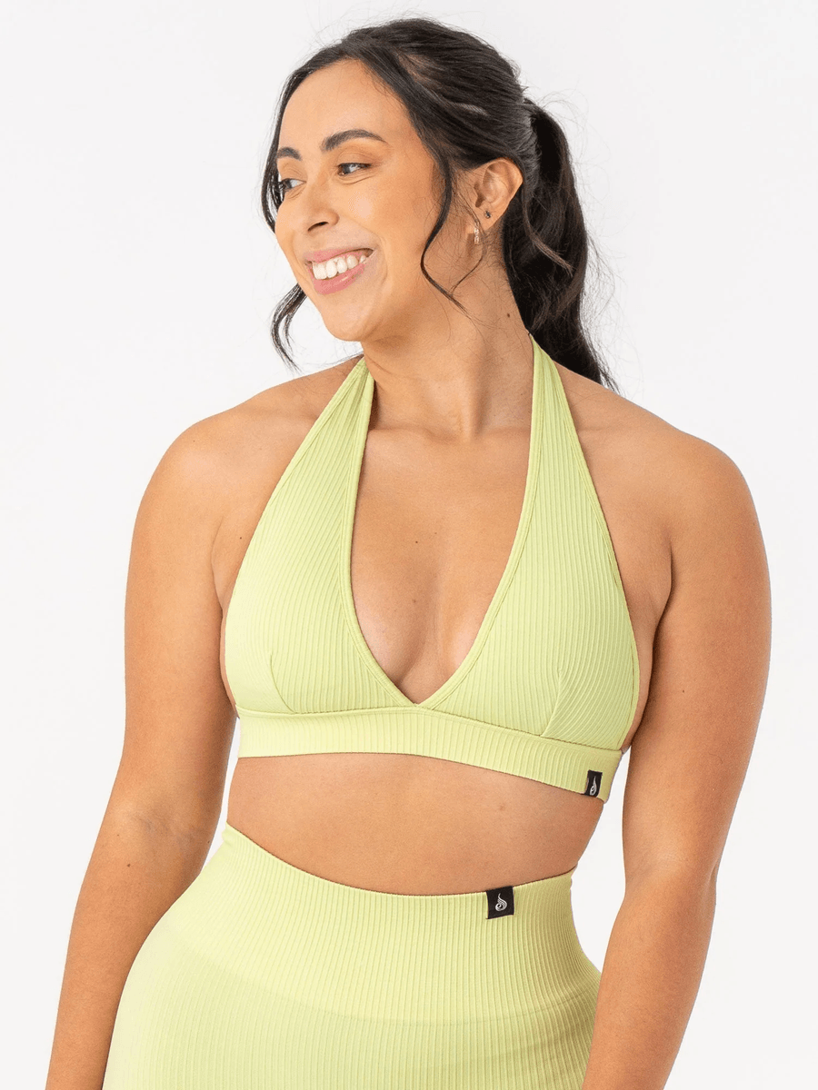 Ryderwear Rib Seamless Halter Sports Bra - лайм