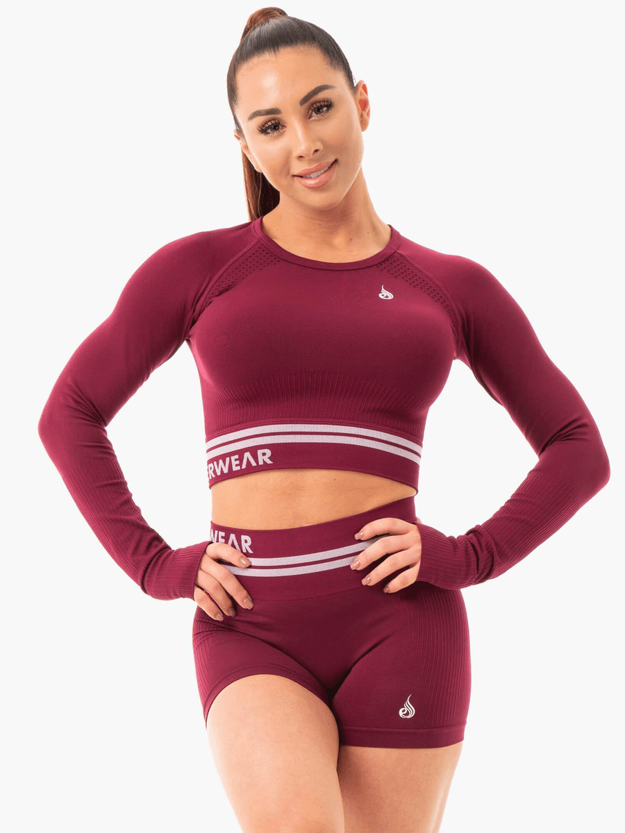 Ryderwear Freestyle Seamless Long Sleeve Crop - Burgundy