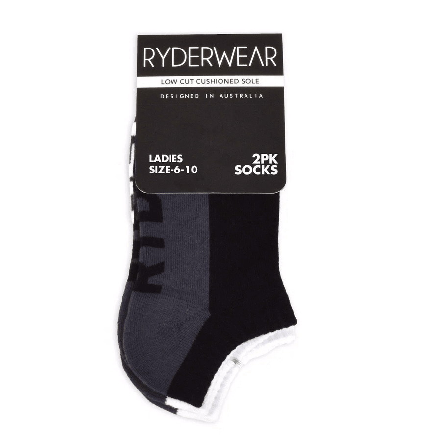 Ryderwear Ladies Socks 2 Pack - Black/Grey and White/Grey