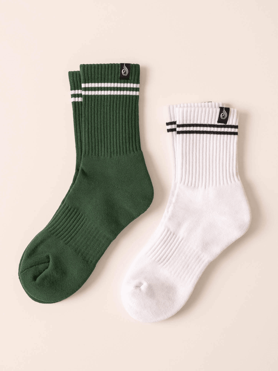 Ryderwear Stripe Crew Socks - White/Green
