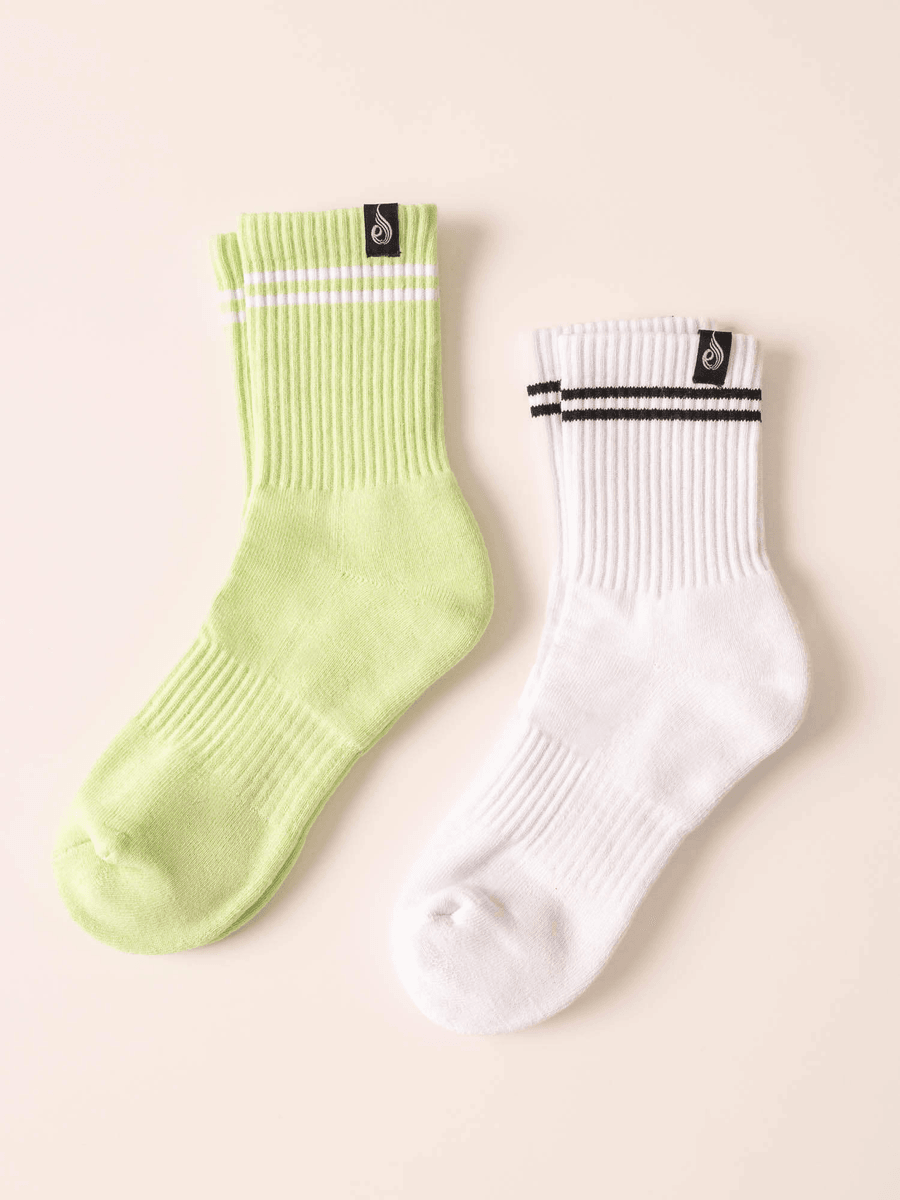 Ryderwear Stripe Crew Socks - White/Lime