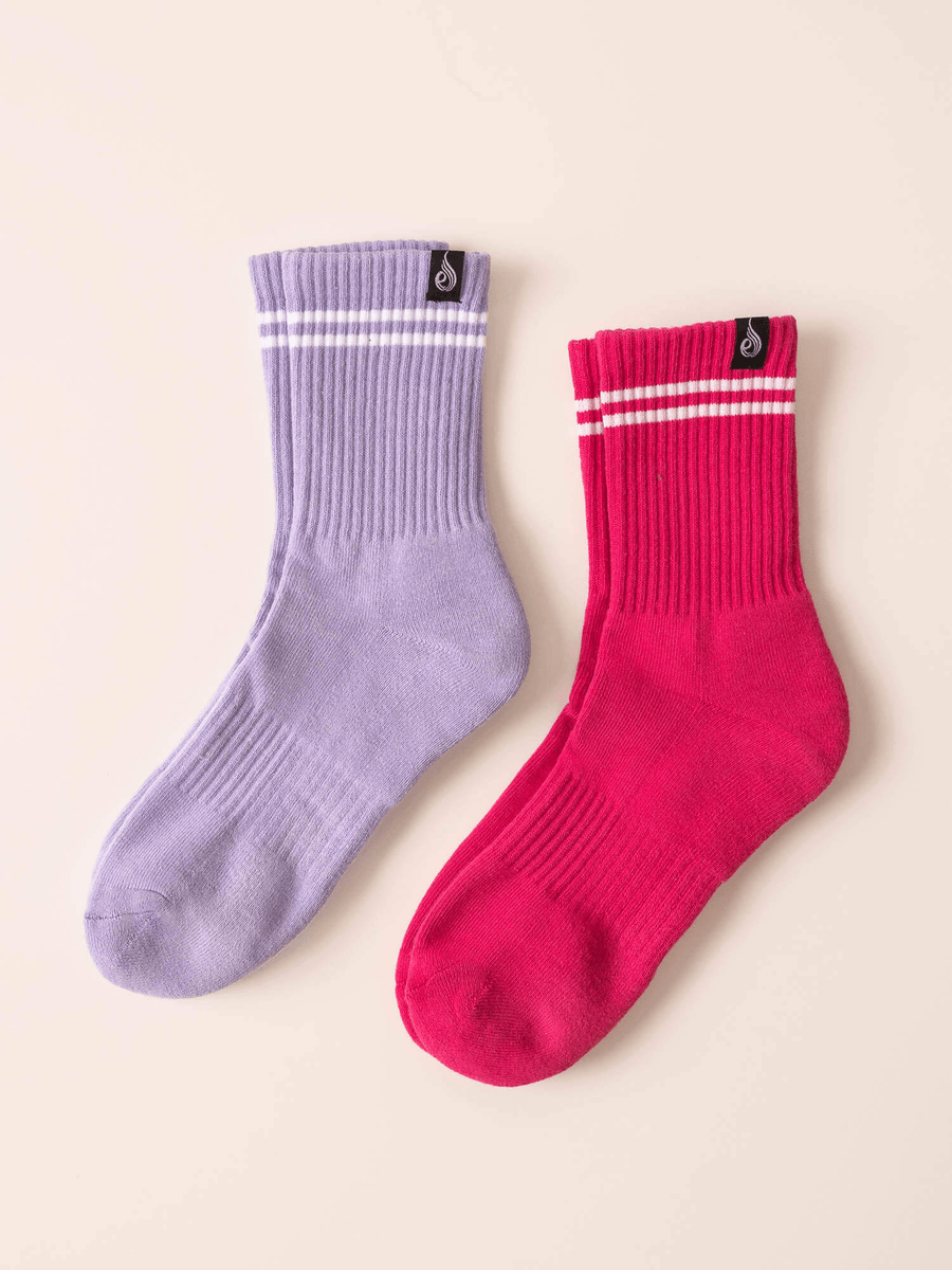 Ryderwear Stripe Crew Socks - Hot Pink/Lavender