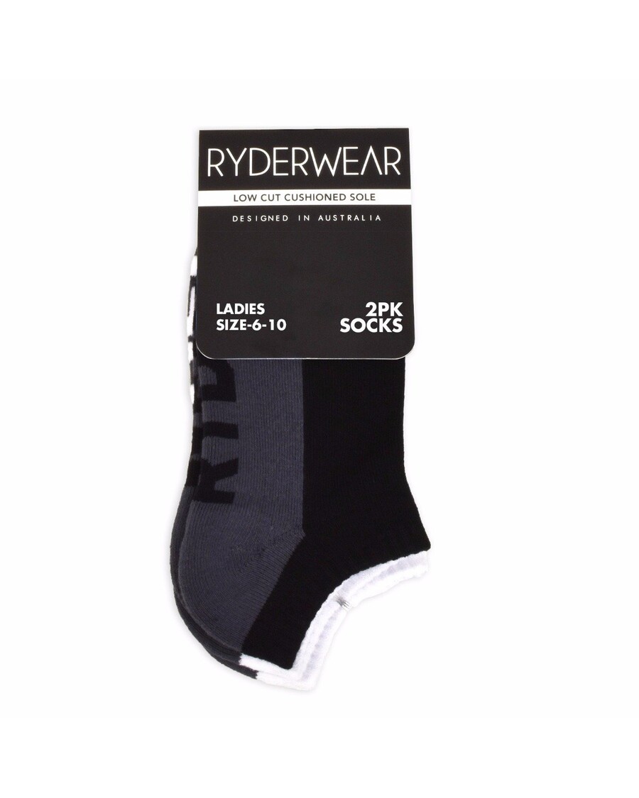 Ryderwear Damestrømper 2 Pak - Sort/grå Og Hvid/grå