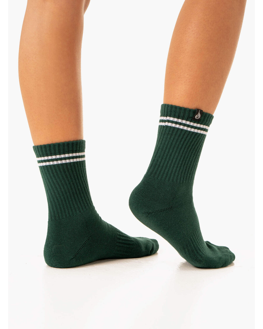 Ryderwear Stripe Crew Socks - White/Green