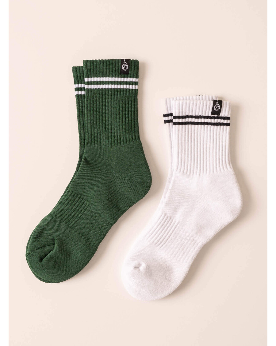 Ryderwear Stripe Crew Socks - White/Green