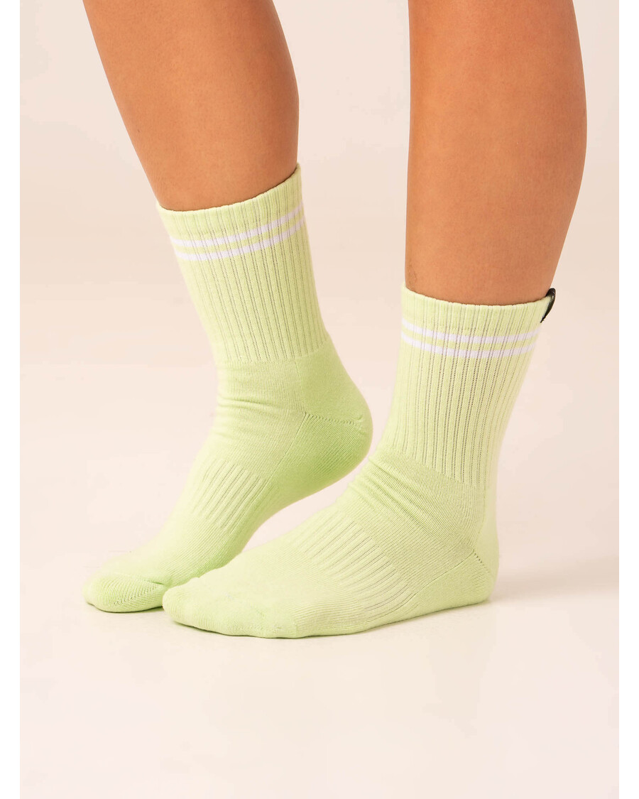 Ryderwear Stripe Crew Socks - White/Lime