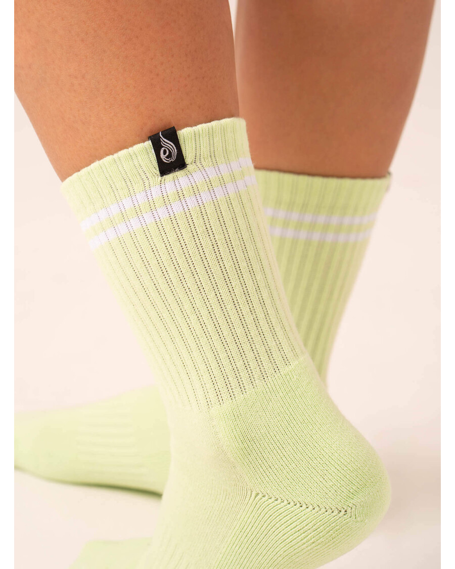 Ryderwear Stripe Crew Socks - White/Lime