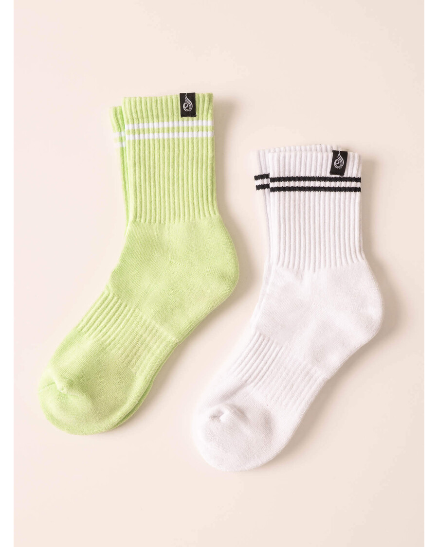 Ryderwear Stripe Crew Socks - White/Lime