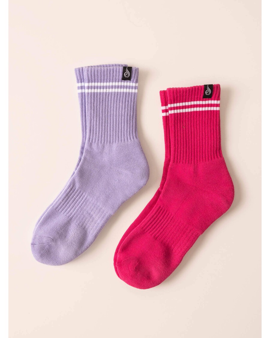 Ryderwear Stripe Crew Socks - Hot Pink/Lavender