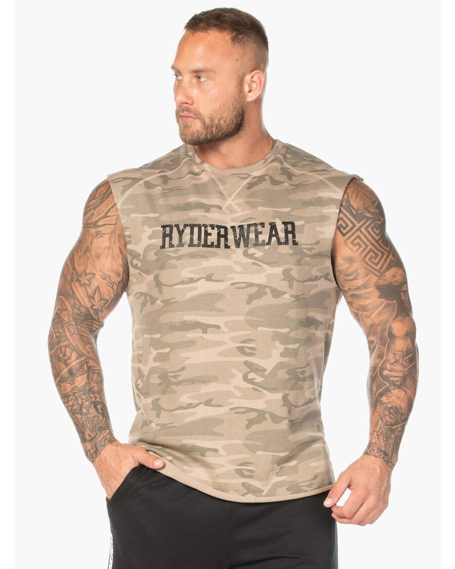 Ryderwear Camo Fleece Tank - Tan Camo