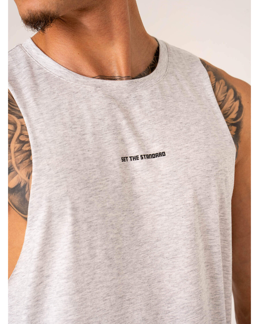 Ryderwear Emerge Drop Armhole Tank - Snow Grey Marl