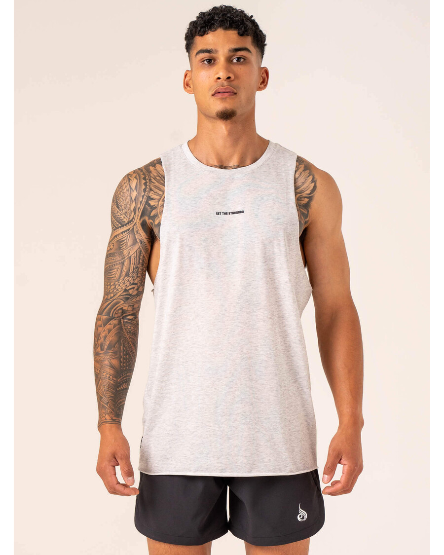 Ryderwear Emerge Drop Armhole Tank - Snow Grey Marl
