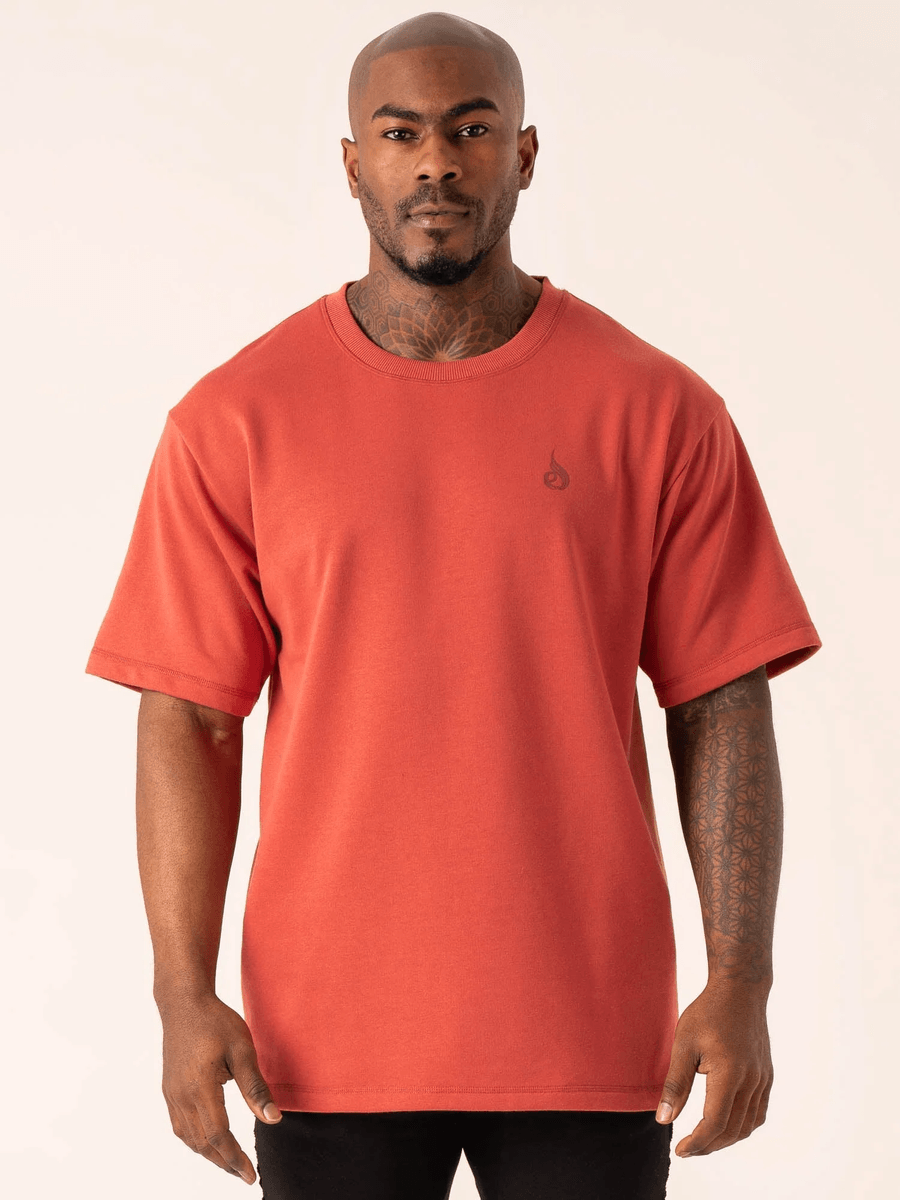 Ryderwear Throwback Oversized Fleece T-Shirt - Dusty Red