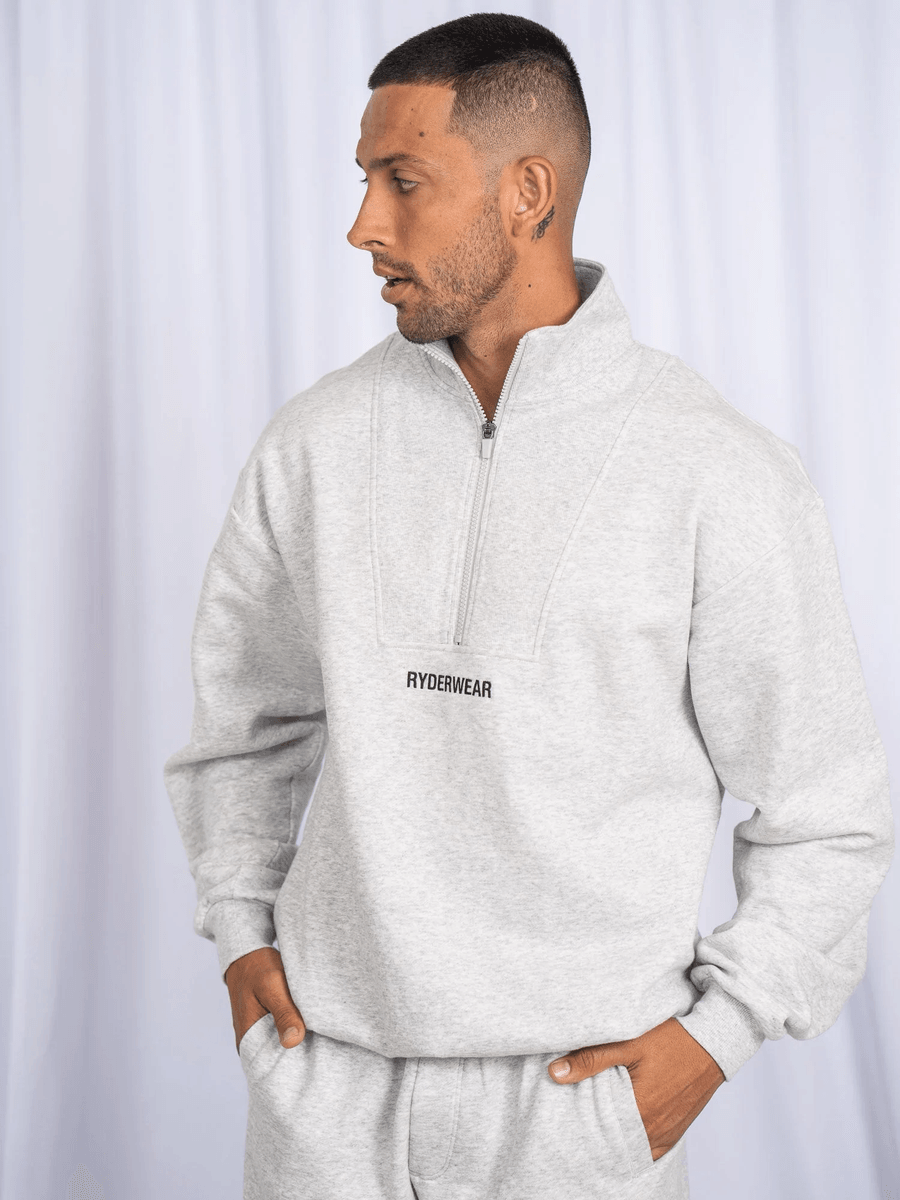 Ryderwear Unisex Half Zip Jumper - Snow Marl
