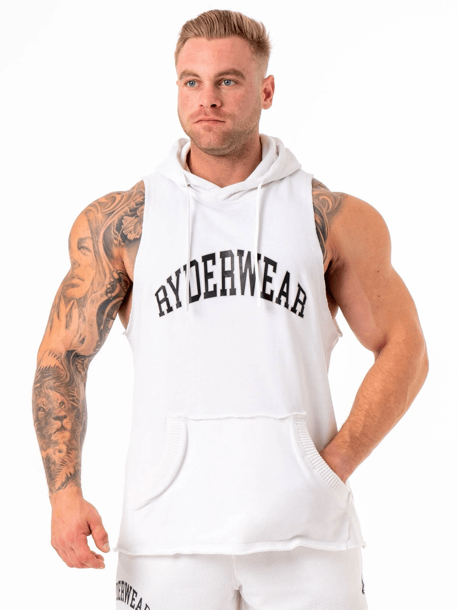 Ryderwear Collegiate Sleeveless Hoodie - White