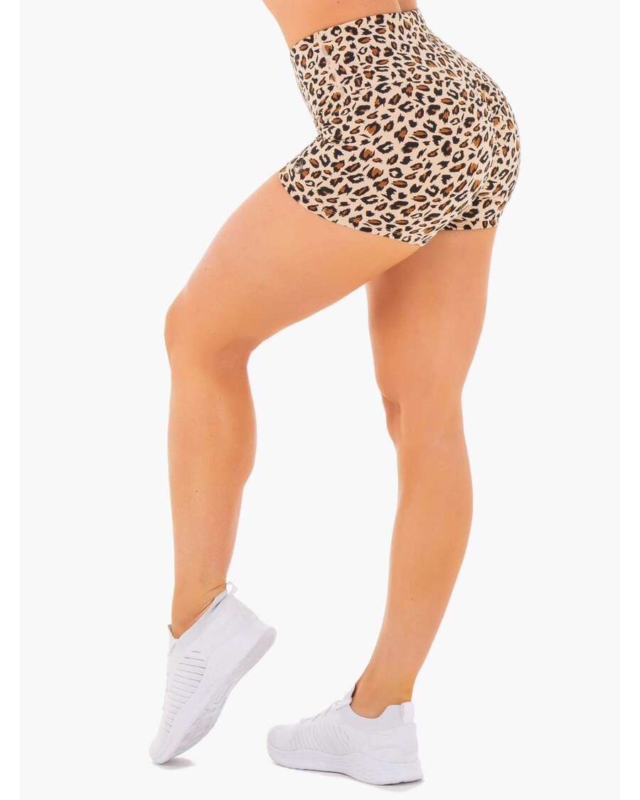 Ryderwear Adapt High Waisted Scrunch Shorts - Nude Leopard