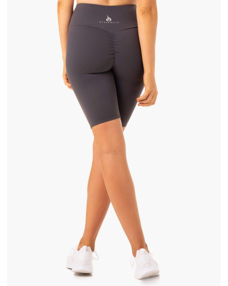 Ryderwear Zımba Telleri Kırışık Bel Bisiklet şortu - Kömür Rengi