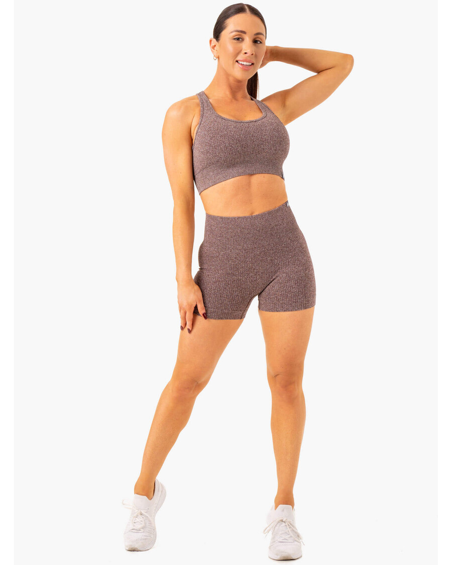 Ryderwear Rib Sømløse Shorts - Sjokolade Mergel