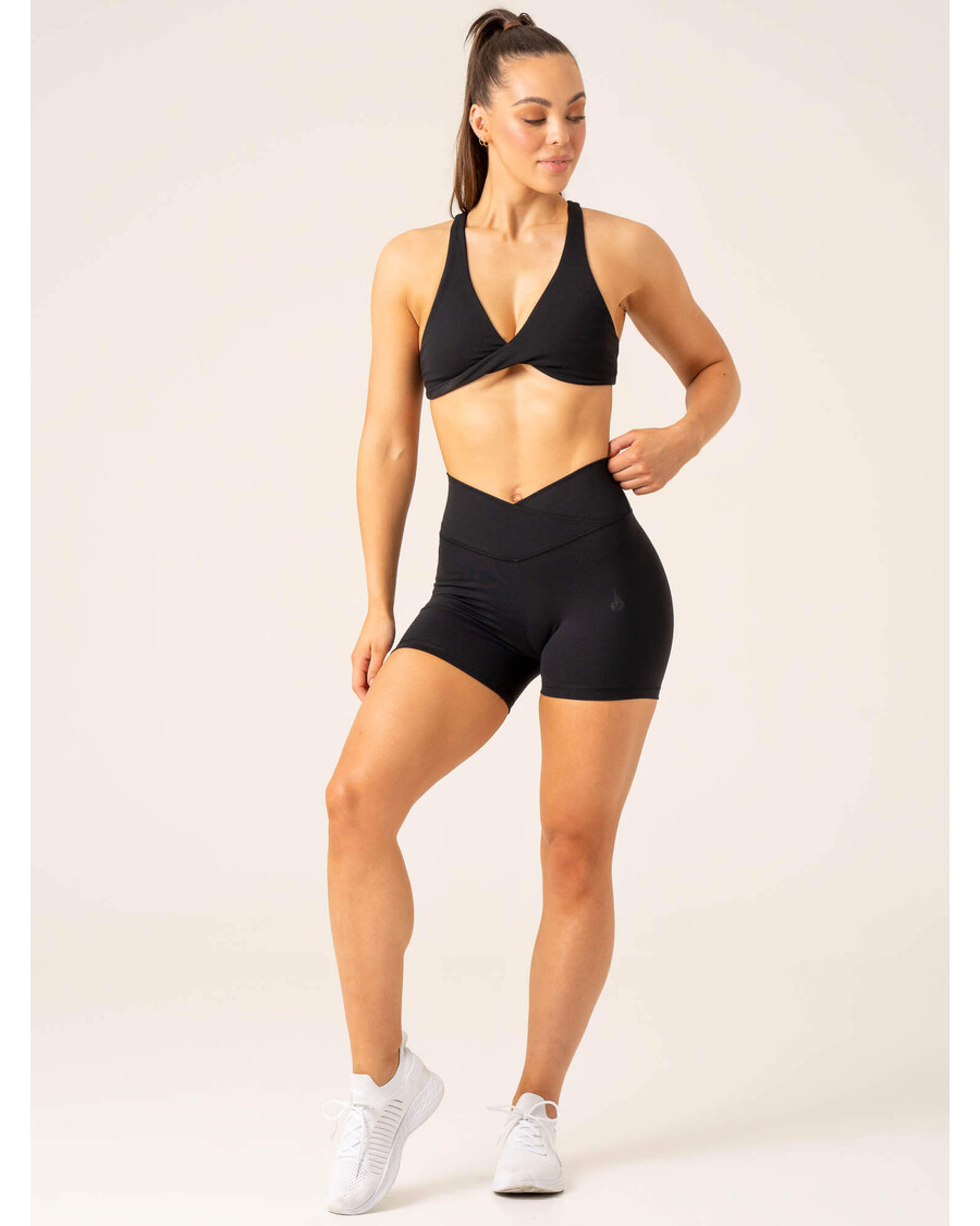 Ryderwear Momentum Cross Over Scrunch Shorts - Black