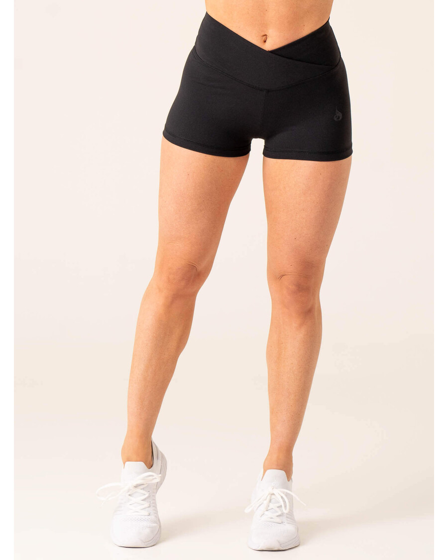 Ryderwear Momentum Cross Over Scrunch Booty Shorts - Black
