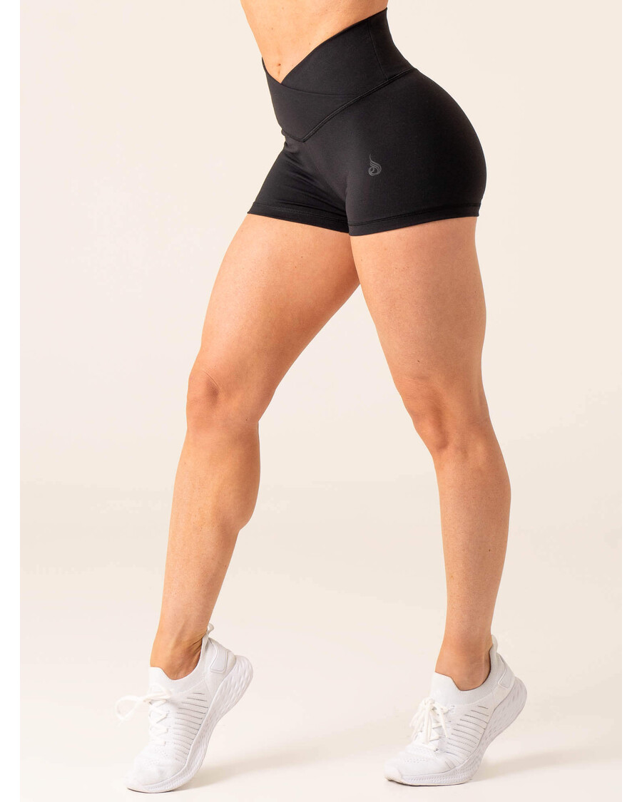 Ryderwear Momentum Cross Over Scrunch Booty Shorts - Black