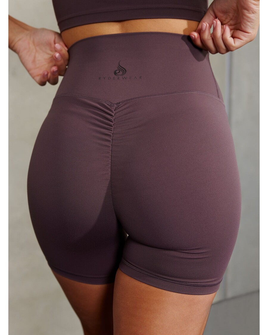 Ryderwear NKD High Waisted Scrunch Shorts - Plum