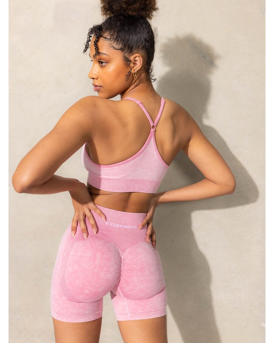 Ryderwear Stonewash Scrunch Seamless Shorts - Pink Stonewash
