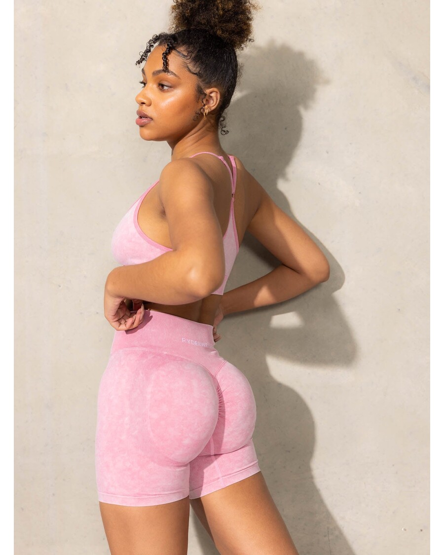 Ryderwear Stonewash Scrunch Seamless Shorts - Pink Stonewash