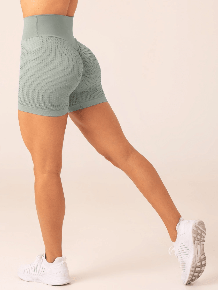 Ryderwear Honeycomb Scrunch Seamless Shorts - Sage