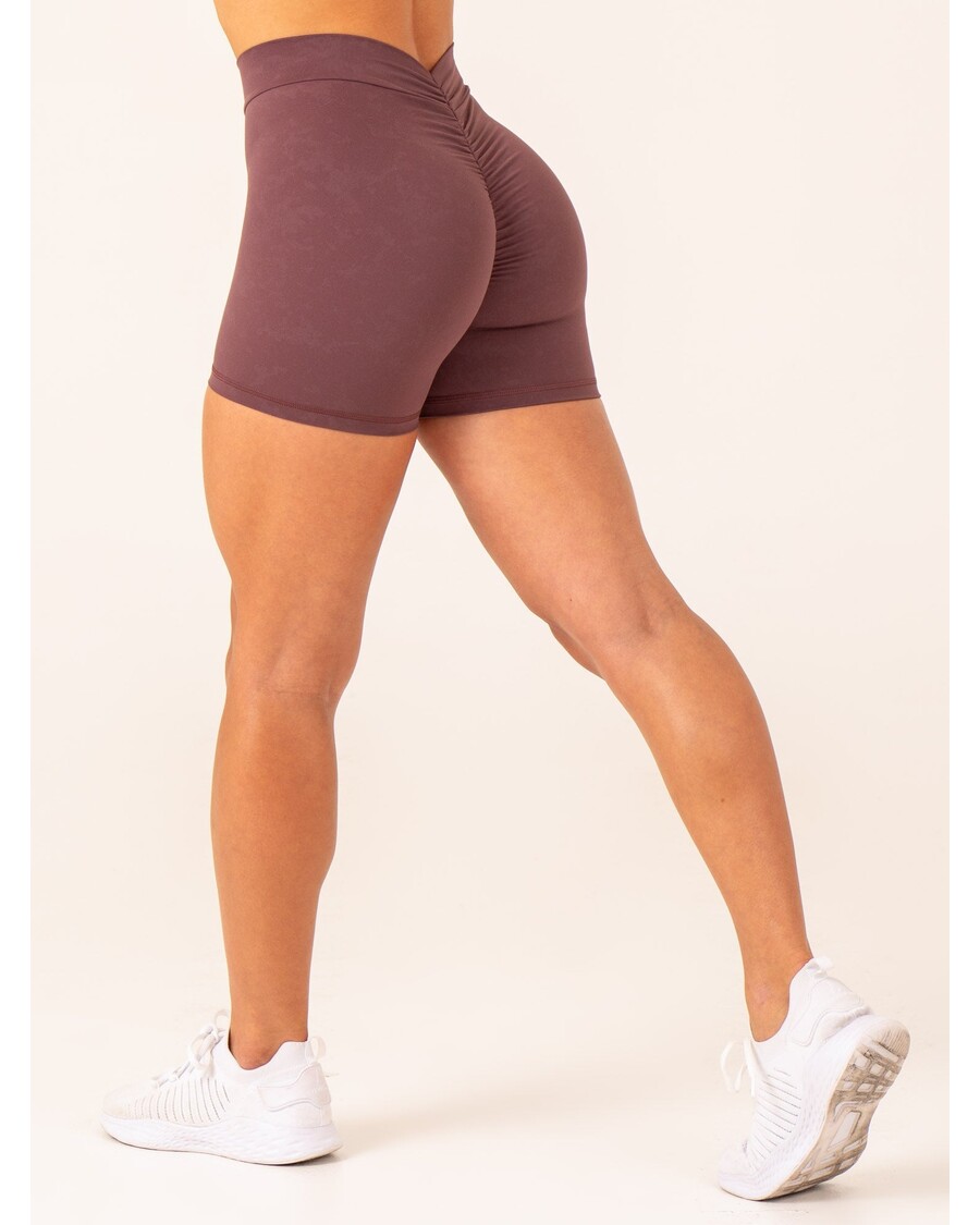 Ryderwear NKD Stonewash V Scrunch Shorts - Chocolate Stonewash