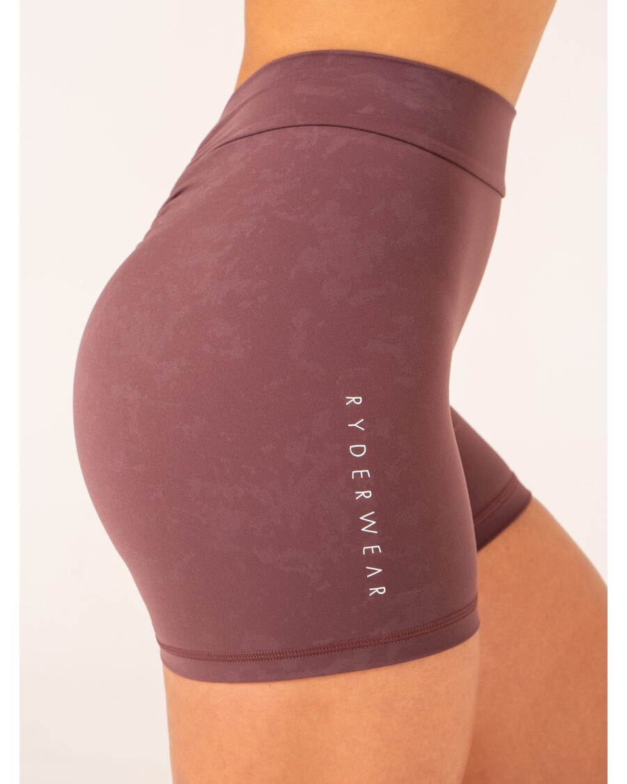 Ryderwear NKD Stonewash V Scrunch Shorts - Chocolate Stonewash