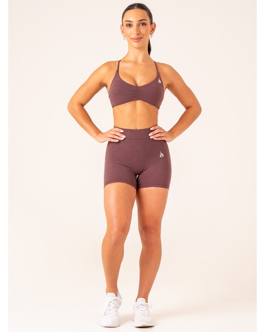 Ryderwear NKD Stonewash V Scrunch Shorts - Chocolate Stonewash