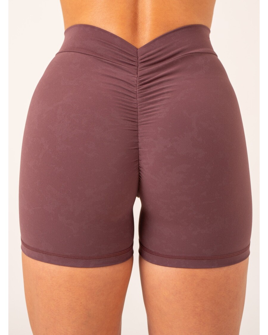 Ryderwear NKD Stonewash V Scrunch Shorts - Chocolate Stonewash