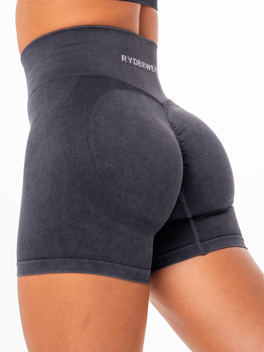 Ryderwear Stonewash Scrunch Seamless Shorts -  Black Stonewash