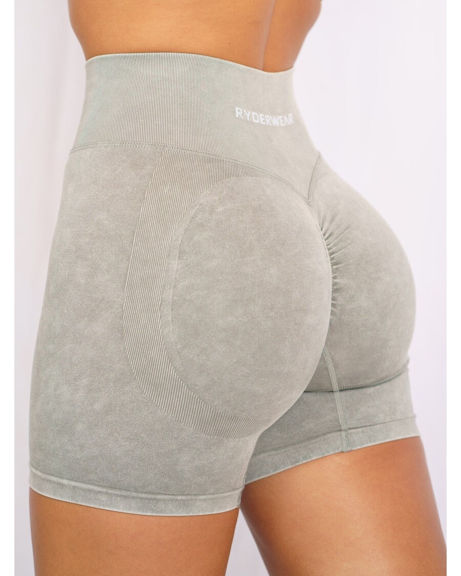 Ryderwear Stonewash Scrunch Seamless Shorts -  Khaki Stonewash