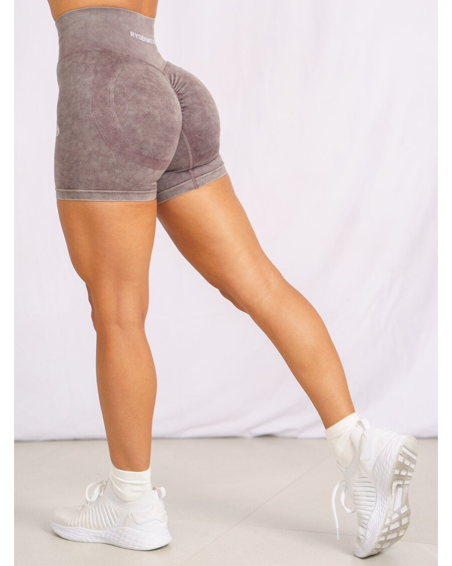 Ryderwear Stonewash Scrunch Seamless Shorts -  Chocolate Stonewash