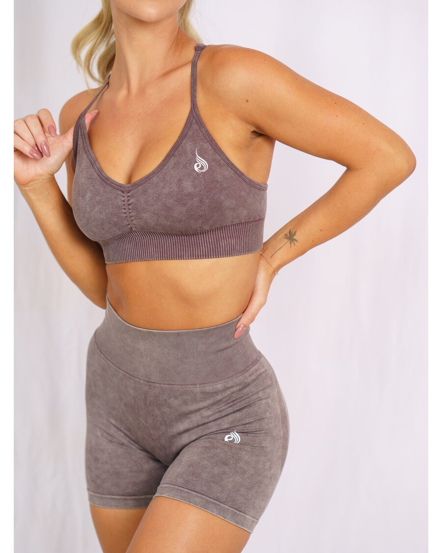 Ryderwear Stonewash Scrunch Seamless Shorts -  Chocolate Stonewash