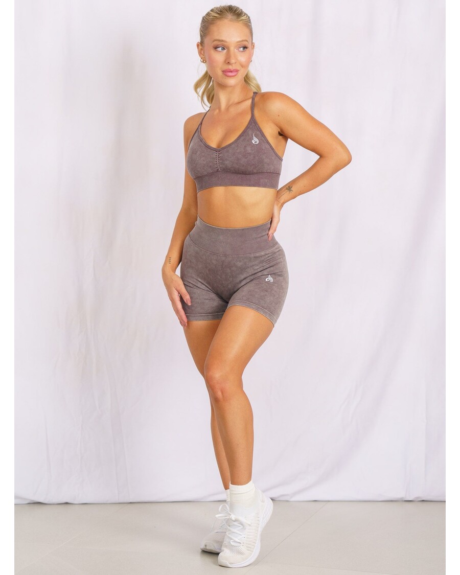 Ryderwear Stonewash Scrunch Seamless Shorts -  Chocolate Stonewash