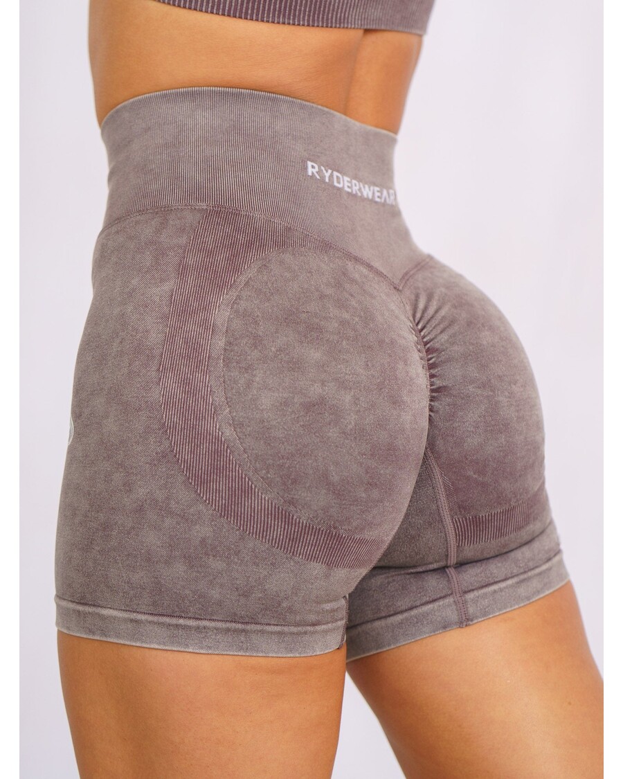 Ryderwear Stonewash Scrunch Seamless Shorts -  Chocolate Stonewash