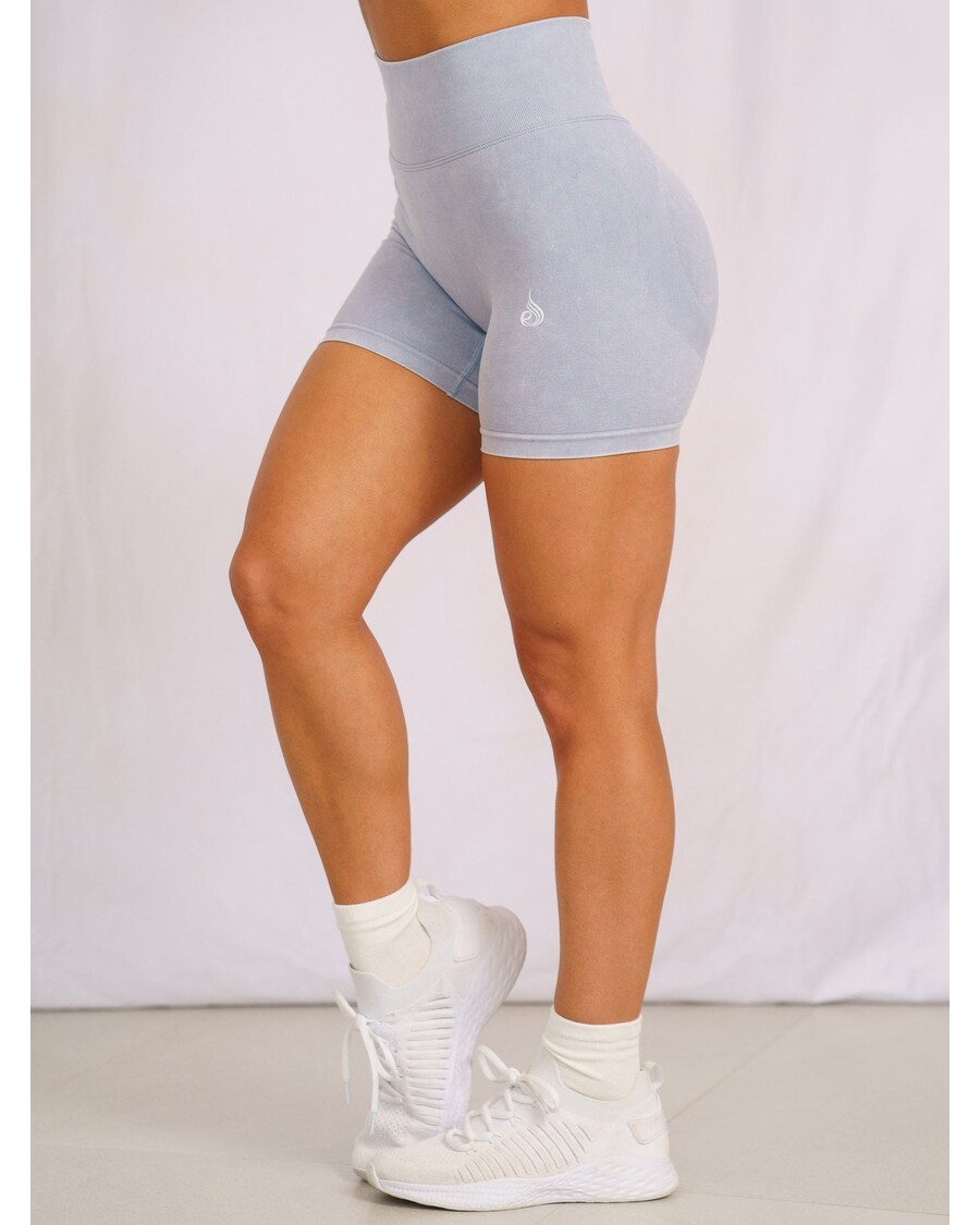 Ryderwear Stonewash Scrunch Seamless Shorts -  Dusty Blue Stonewash