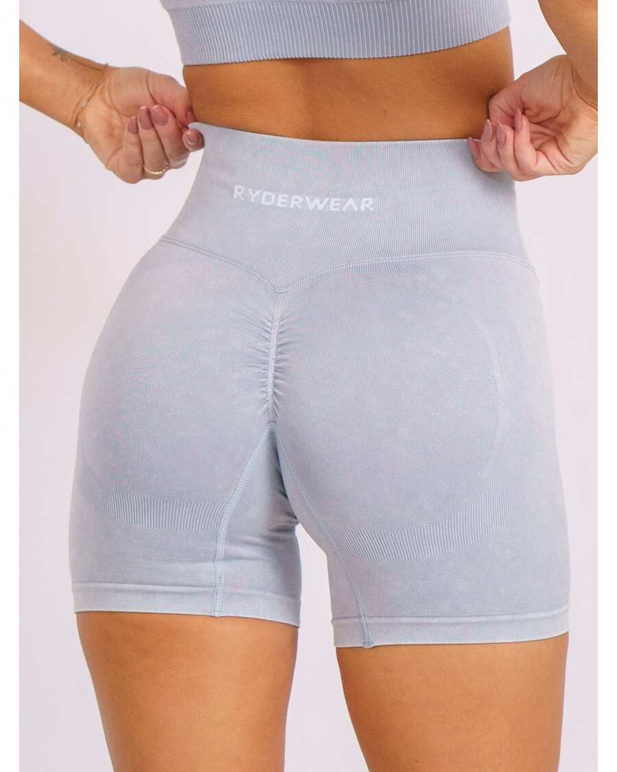 Ryderwear Stonewash Scrunch Seamless Shorts -  Dusty Blue Stonewash