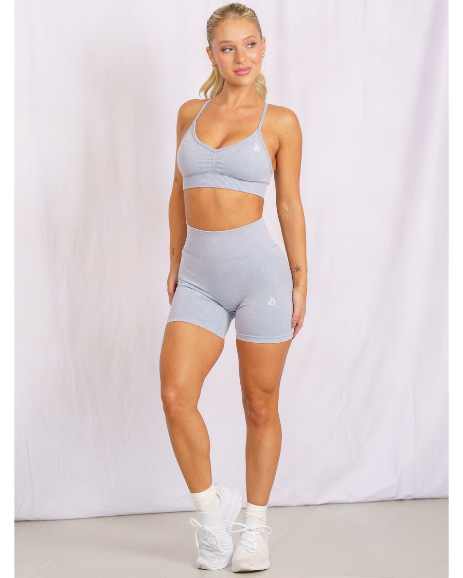 Ryderwear Stonewash Scrunch Seamless Shorts -  Dusty Blue Stonewash