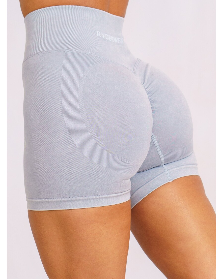 Ryderwear Stonewash Scrunch Seamless Shorts -  Dusty Blue Stonewash